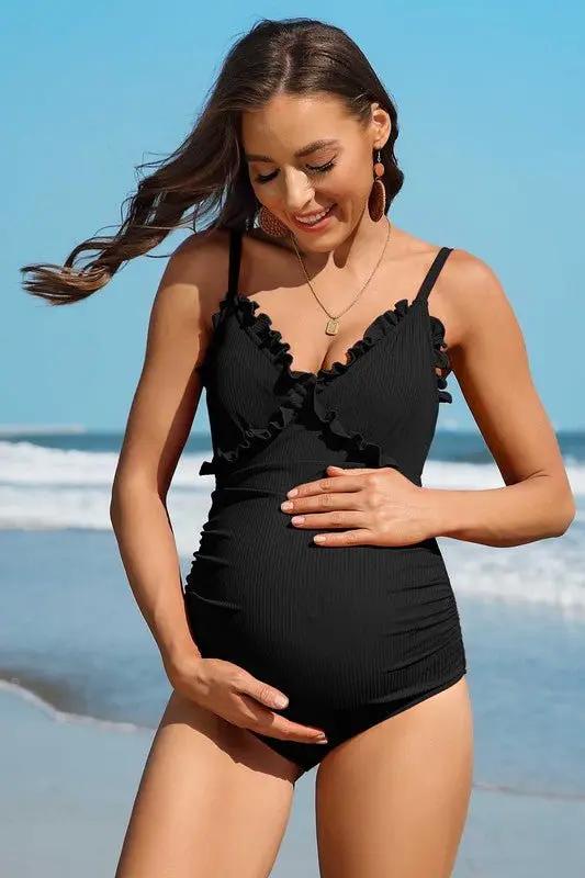 Ruch Floral Maternity Swimsuit Pregnancy Swimwear with Support and Comfort - Love Salve